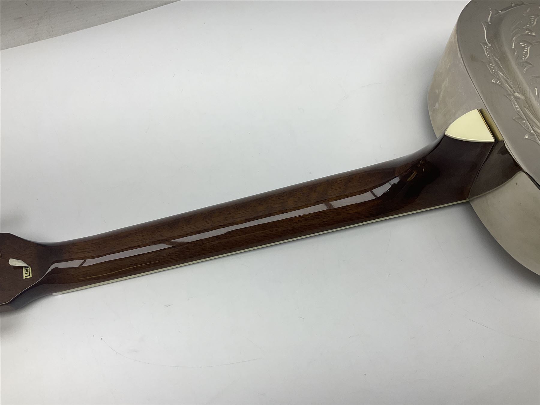 Ozark Dobro chromium plated on brass National style resonator guitar with foliate engraving L98cm; in Ritter soft carrying case