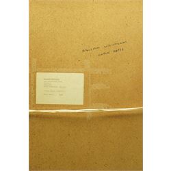 Malcolm Whittaker (British 1937-): 'Chalk Horse Cherhill', mixed media on artist-crafted board signed and titled verso with artist's address label 79cm x 38cm