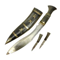 Kukri, with horn grip and scabbard, L13 inches