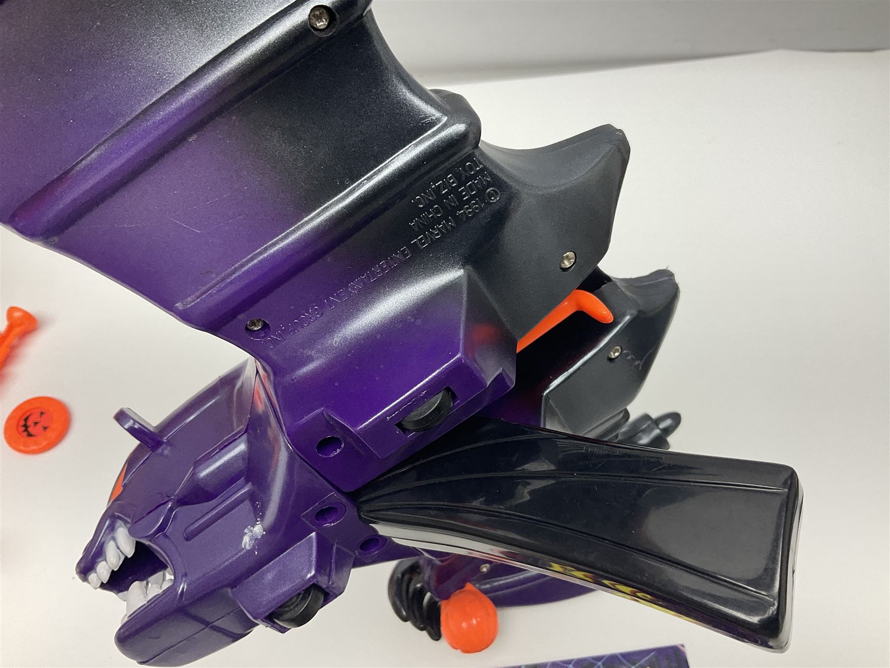 Group of early 90s Marvel/DC Comics toys; 1993 Kenner Batmobile with original Batman figure and plane; Marvel Comics Spider-Man 1994 Web of Steel series Hobgoblin Wing Bomber, incomplete Daily Bugle Playset and Scorpion; assorted figurines and later accessories 