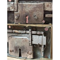 Seven 19th century brass cased rim locks, one with key, largest  26cm x 16cm - COLLECTION BY APPOINTMENT FROM: The White House, Thirsk Road, Easingwold, York, YO61 3NF - CALL 01723 507111 TO ARRANGE