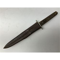 Hunting knife by J Nowill & Sons, Sheffield, the handle inset with mother of pearl, blade length 19cm; George Wolstenholme IXL lock-knife with antler scales L29cm open; and another Bowie style hunting knife marked 'V.R. Warranted Sheffield Joseph Ellis & Sons' in leather sheath (3)