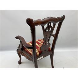 Doll's Chippendale style chair, H51cm W34cm D33cm