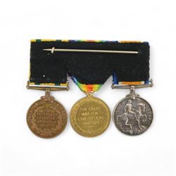 WWI trio of medals, comprising Territorial Force War Medal 1914-19, Victory Medal and British War medal, together with related with miniature group and a miniature of George V Territorial Decoration, awarded to 'Capt H.J. Fontaine' 