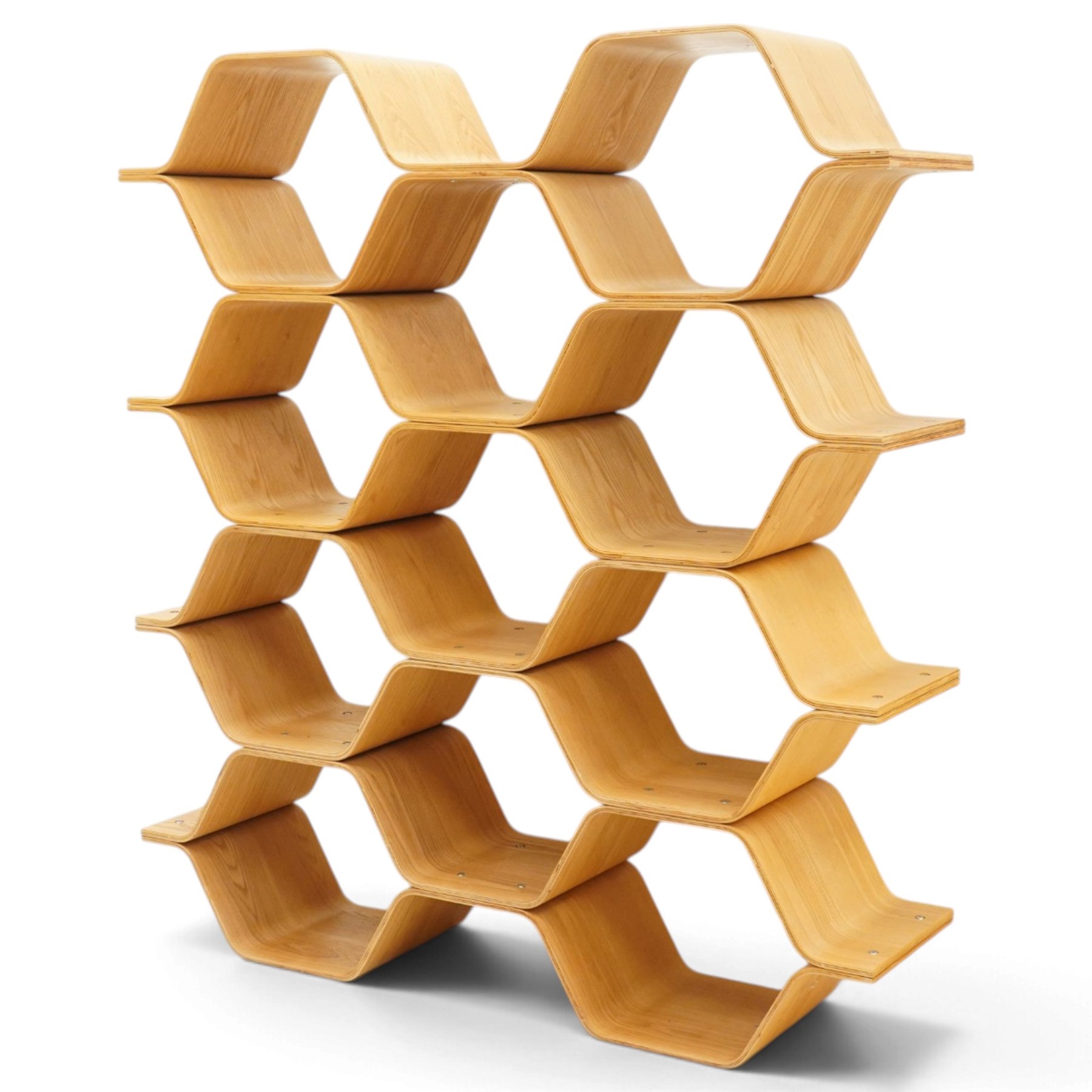 Luka Stepan (1980-) for MADE - 'Polygon' shelving unit, a contemporary walnut veneered room divider bookcase