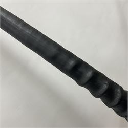 Antlers/Horns: Gemsbok Oryx (Oryx gazella gazella), pair of oryx curved horns on partial skull, mounted on an ebonised shield, H130cm