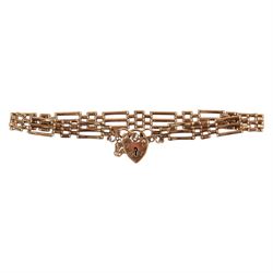 9ct gold three bar gate bracelet, hallmarked