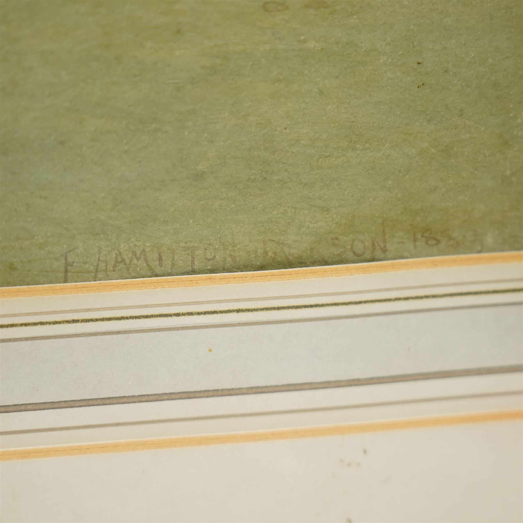 Frederick Hamilton Jackson (British 1848-1923): Couple on the Village Green, watercolour signed and dated 1889 44cm x 64cm