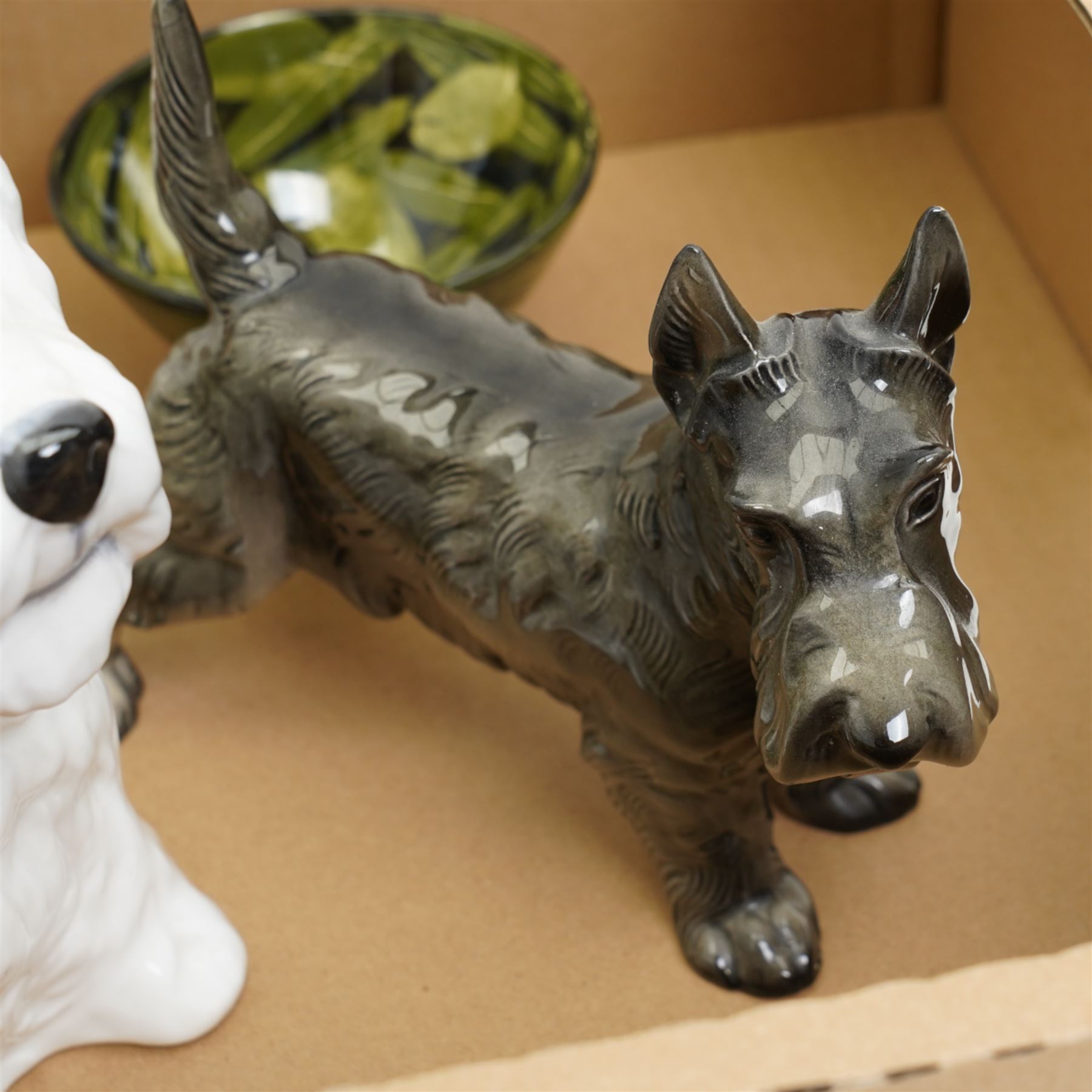 Two Beswick Jack Russells,  Sophie MacCarthy studio pottery bowl signed to base, Rosenthal crystal vase, etc