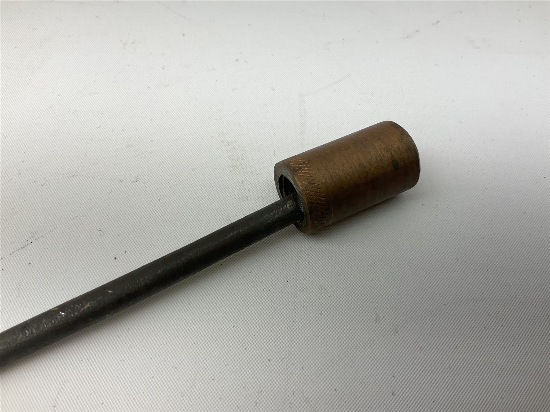 Patinated 'bronze' fantasy dagger, the 26cm blade, hilt and scabbard cast with dragons L50cm overall; hand forged iron spearhead L29.5cm; and a stiletto blade (3)