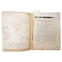 Violet Elizabeth Clifford - Chief Petty Officer 1940-1946, copy of Greenwich Palace  Guide Book containing a collection of photographs, autographs, drawings etc collected during her time at the Combined Operations Training Centre, Inverary which closed in 1946, together with a White Ensign 