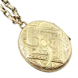 Victorian 9ct gold locket, on 7ct gold chain necklace
