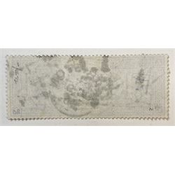 Great Britain Queen Victoria 1884 one pound brown-lilac stamp, used, previously mounted