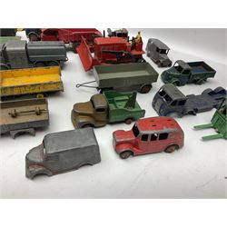 Dinky - twenty-six unboxed and playworn die-cast models including Foden Regent Tanker, two Foden lorries, Pressure Refueller No.642, Snow Plough, Elevator Loader, Foden Dump Truck, Blaw Knox Bulldozer and other commercial vehicles