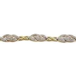  9ct gold diamond set interlink bracelet, hallmarked  