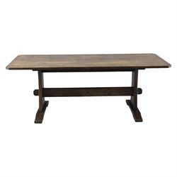 Acorn Industries - country oak kitchen or dining table, rectangular top with canted corner...