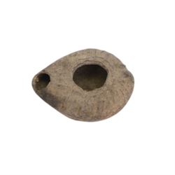 Antiquities; Persian terracotta oil lamp, 4th century BC, decorated in relief together with two later examples