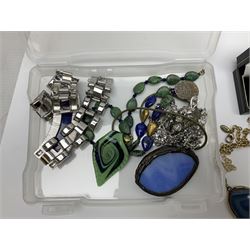 Silver jewellery including bracelets and chains, two ladies Skagen wristwatches, a Guess ladies wristwatch and a collection of costume jewellery including earrings, brooches, bracelets and necklaces