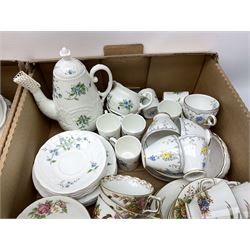 Coalport 'Tintern' pattern coffee service for six, Royal Stafford 'Rochester' teawares, Sutherland China 'Exotic' teawares, Royal Doulton 'Pastorale' cake plate, teacups and saucers etc