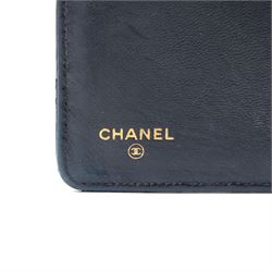 Chanel - vintage quilted black lambskin leather agenda cover, with gold-tone CC press-stud fastening, fitted interior and authenticity card, c.1990s