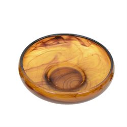 Collection of Davidson Amber Cloud glass, including vases, pedestal dish, flower frogs, together with other art deco glass 