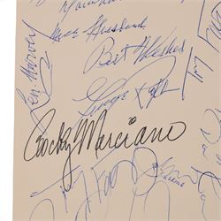 1965 Anglo-American Sporting Club 'A Boxing-Dinner Evening in Honor of Rocky Marciano Esq.' signed menu, with various boxing signatures including Rocky Marciano, Len Harvey, Tommy Farr, Joe Erskine and Charlie Chester