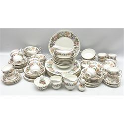 Paragon Country Lane part tea and dinner service, including eight tea cups and saucers, nine dinner plates, eight bowls, eight twin handled soup bowls, salt and pepper shakers etc (approx 80) 