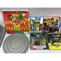 Film reels, mostly 8mm, to include Charlie Chaplin, Laurel & Hardy, The 3 Stooges, Spartacus the Gladiator etc 