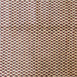 North West Persian Boteh-Mir hand-knotted rug, madder red field decorated with an all-over lattice of small boteh motifs and a central stepped lozenge medallion with repeating stylized boteh and geometric devices, spandrels similarly worked, with multiple narrow borders of floral and geometric bands, in tones of madder red, indigo blue, ivory, and soft green, with cotton fringe ends