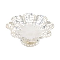 1930s silver pedestal bowl with pierced side, hallmarked Sheffield 1933, makers mark SH  & Co probably Sydney Hall & Co, H6cm