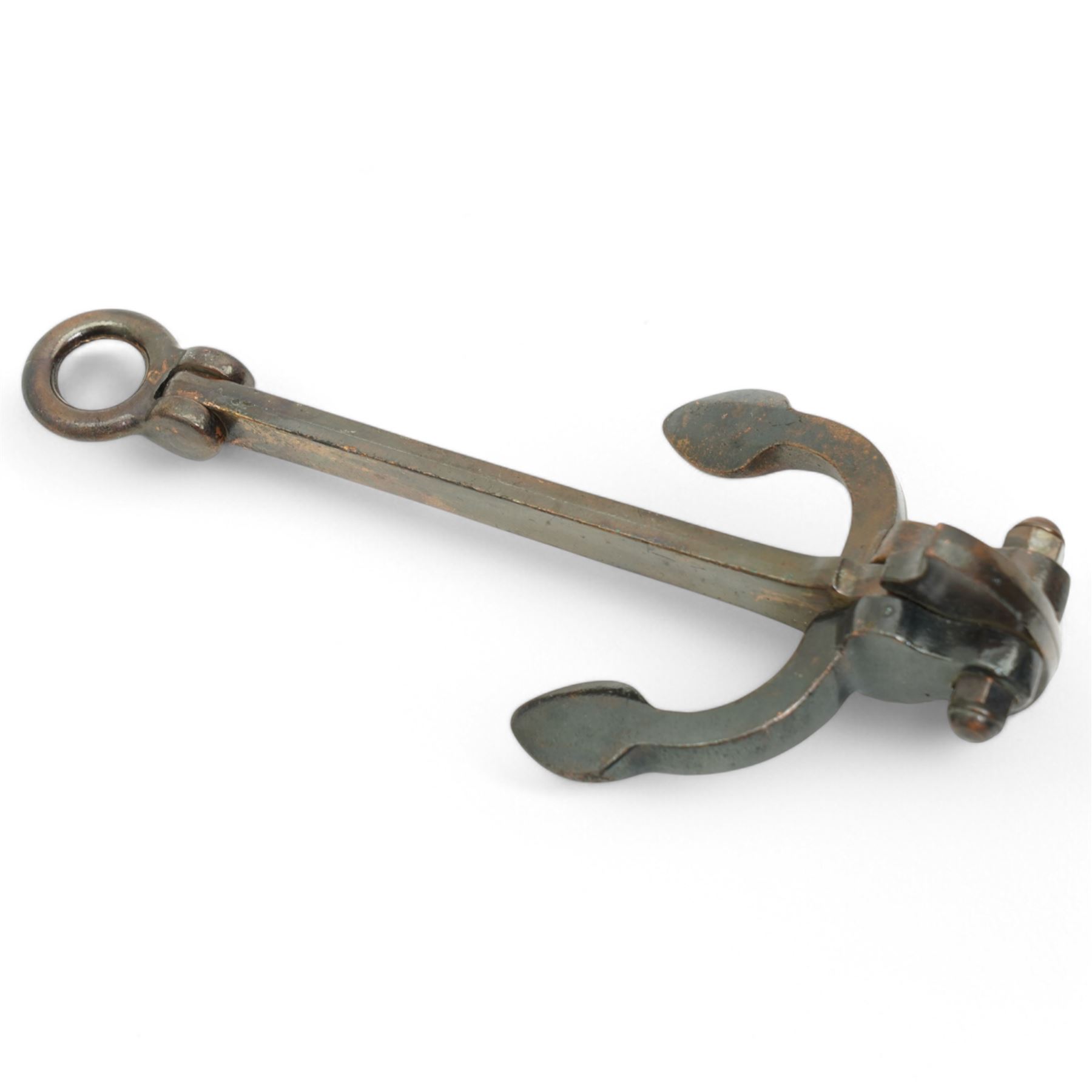 Three miniature anchor models, Admiralty and Hall Pattern and one other, largest H17cm (3)