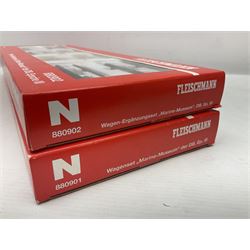 Fleischmann 'N' gauge - No.880901 Wagenset 'Marine Museum' der DB Epoche III; and 880902 Wagen-Erganzungsset 'Marine-Museum' der DB Epoche III; both boxed (2)