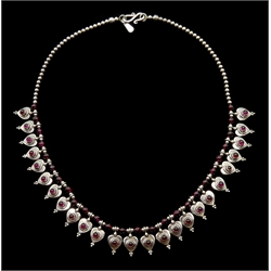 Silver heart link bead necklace, hallmarked