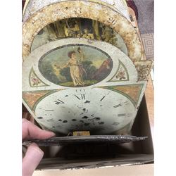 Approximately thirteen longcase clock faces, mainly 18th and 19th century, including brass and painted dials