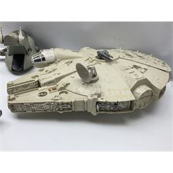 Star Wars - three space vehicles comprising B-Wing fighter and large Millenium Falcon space ship; both with instructions; and Boba Fett Slave 1; all unboxed (3)