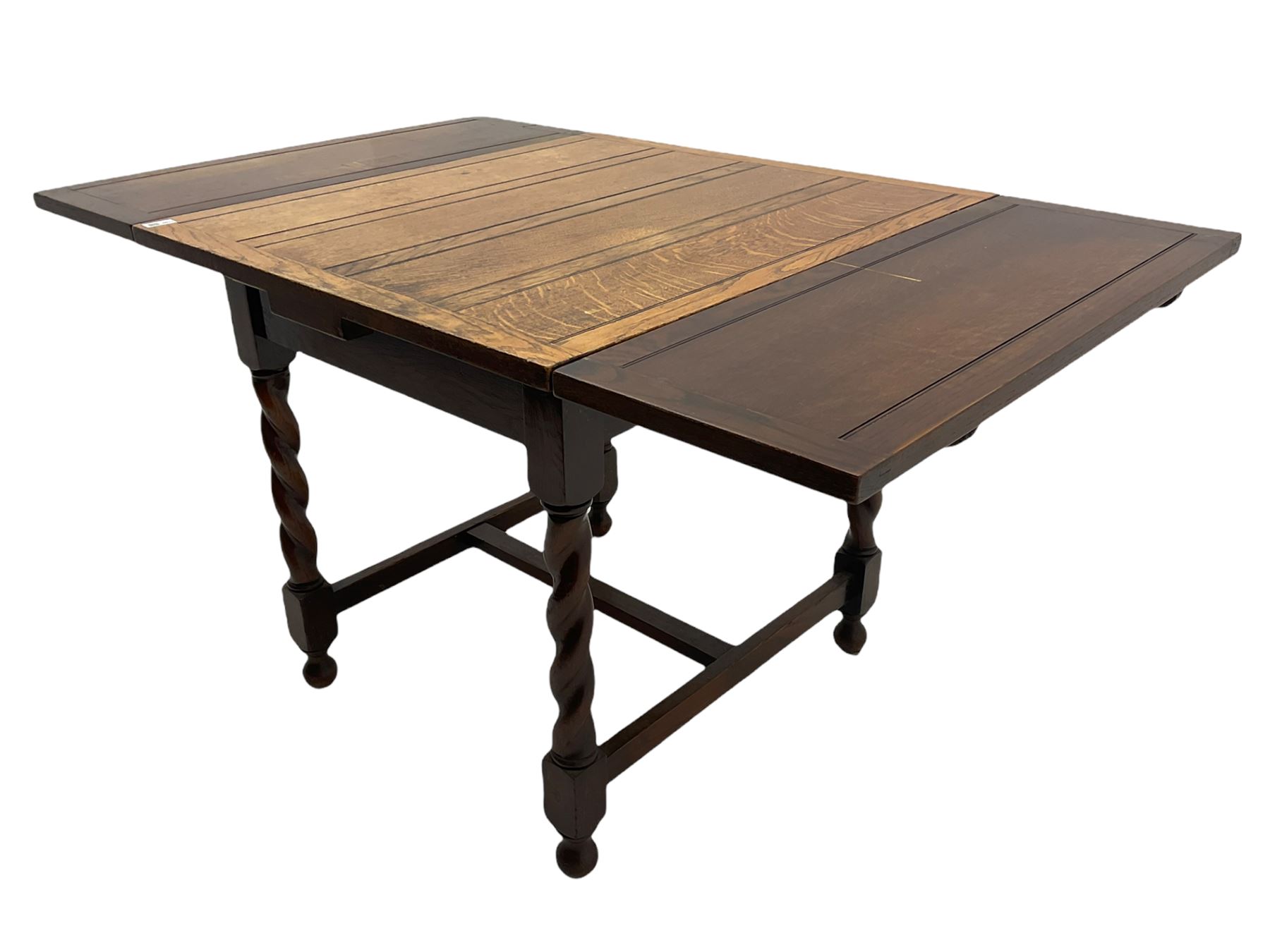 Early 20th century oak barley twist drawer-leaf dining table