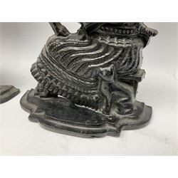 Pair of cast iron Punch and Judy door stoppers, H30cm