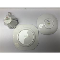 1920s Shelley Queen Anne shaped trio, decorated in the Blue Iris pattern no. 11561, ith printed mark beneath 