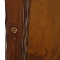 Two Edwardian mahogany bedside cabinets, each enclosed by a single panelled door, one with a raised gallery back and square tapering legs (H 84cm, W 40cm, D 40cm), the other of plinth-base form (H 77cm, W 40cm, D 35cm)