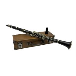 Buffet Crampon Paris African blackwood four-piece clarinet with nickel fittings, impressed 'BCPB 1937', multiple stamps for 'Macdonough & Son Sole Agent London' L67cm; in rexine covered case with two unused reeds. Biographical information: The Macdonagh family have links with the Royal Philharmonic Orchestra and are also reputedly linked with Thomas Macdonagh who was involved in the 1916 Irish uprising.