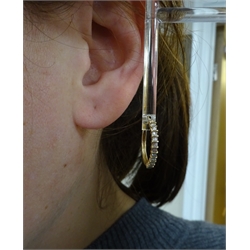  9ct gold baguette diamond hoop earrings, hallmarked  