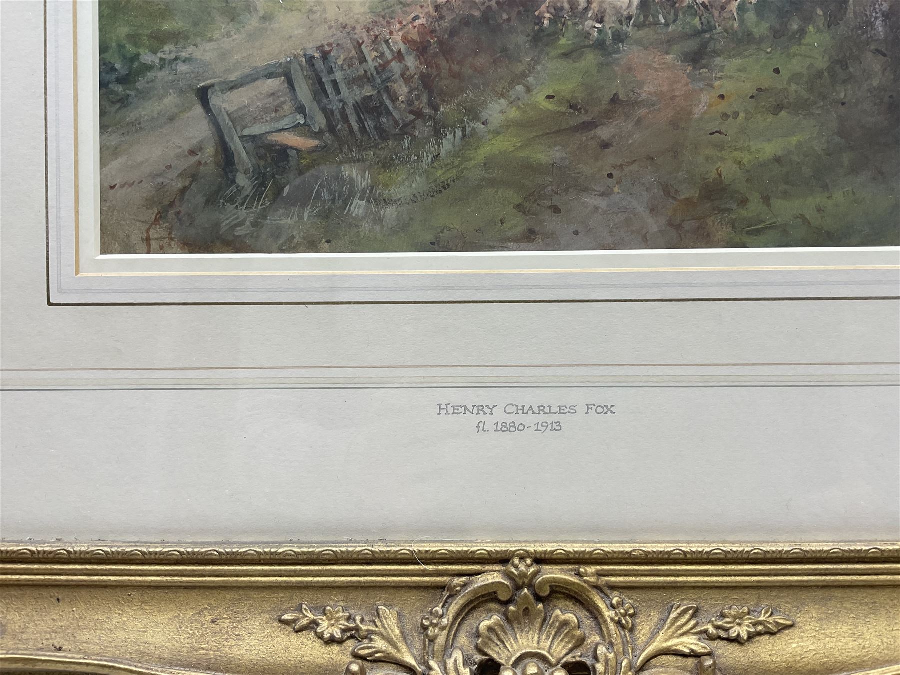 Henry Charles Fox RBA (British 1855-1929): Shepherd and his Flock, watercolour unsigned, attributed on mount 36cm x 27cm 