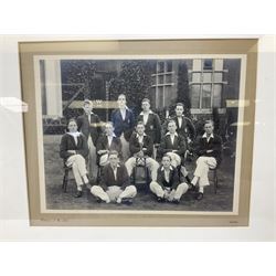 Five early 20th century sporting photographs - rugby entitled 'Hull F.C. Season 1901-2 Who Played and Defeated Kingston Rovers Nov.23rd 1901'; football entitled 'The Casuals F.C. v London Caledonians 1922; another unidentified football team; and two unidentified cricket teams; all framed (5)