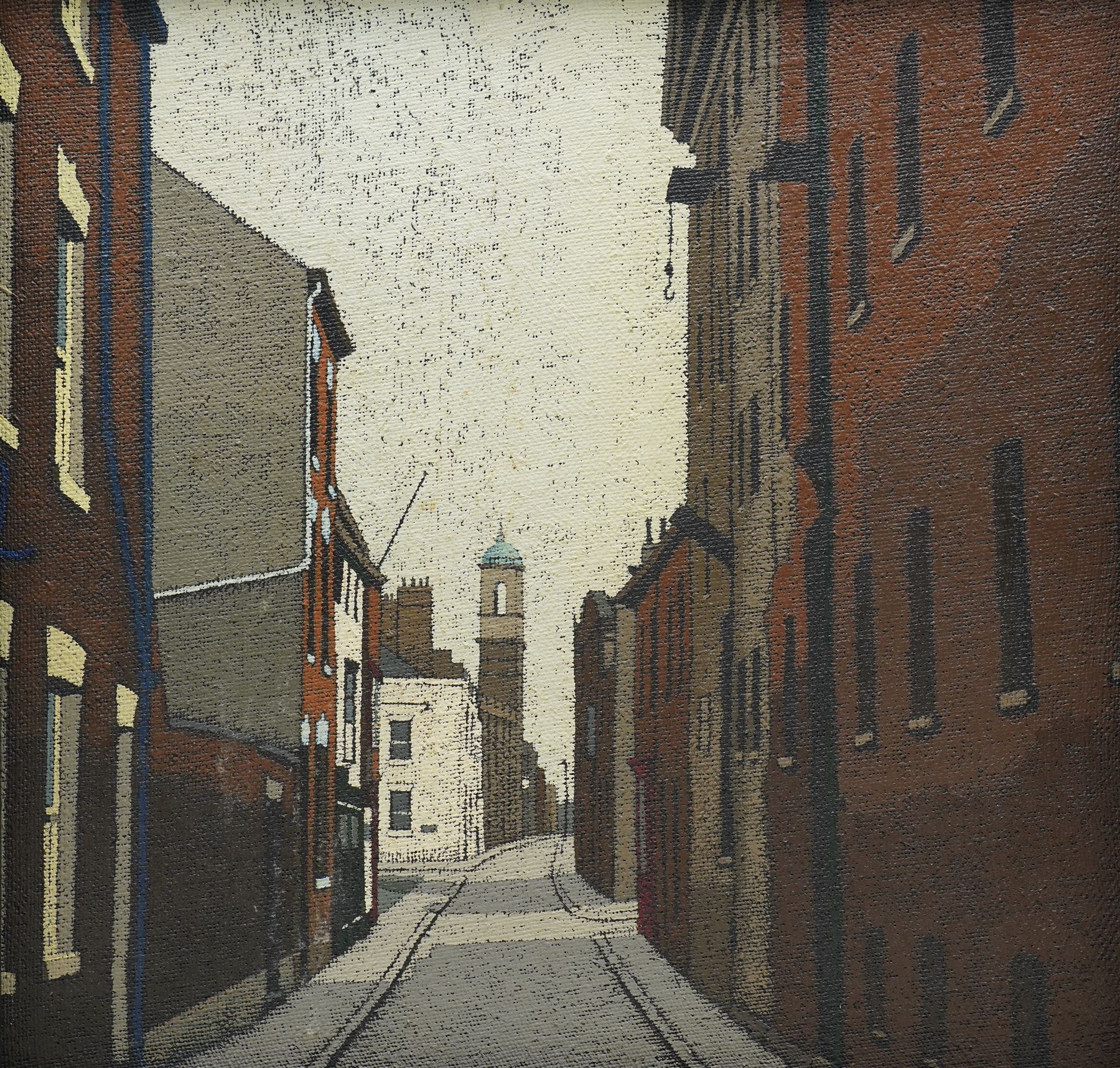 Stuart Walton (Northern British 1933-): 'Posterngate - Hull', oil on board signed, titled on printed label verso 45cm x 45cm