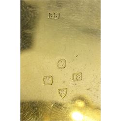 Edwardian 18ct gold full hunter, keyless chronograph pocket watch by Talbot & Son, London, No. 17889, the movement inscribed 'Talbot & Son Chronometer Makers', white enamel dial with Roman numerals, case makers mark B B, Chester 1904