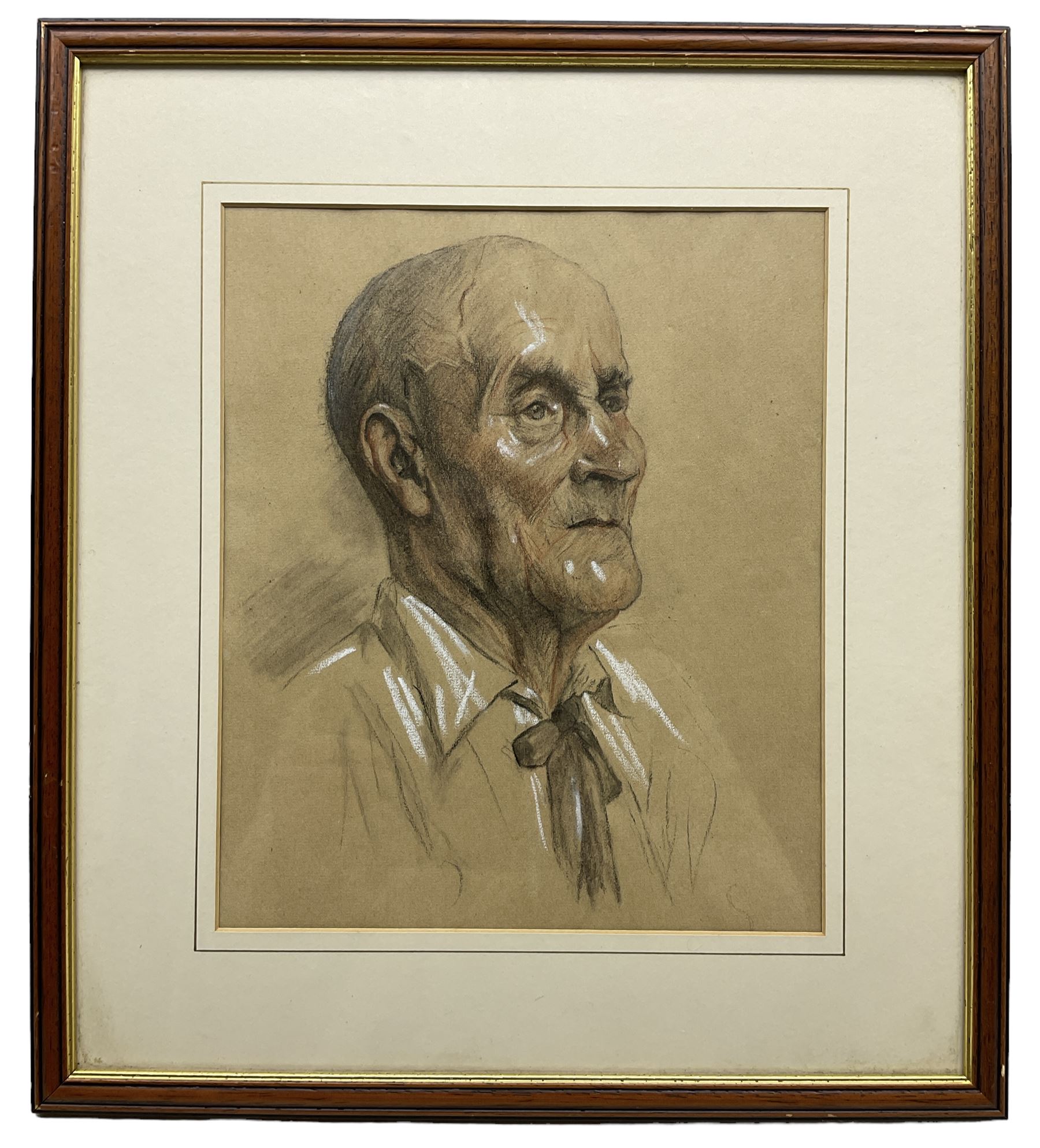 Attrib. Sir William Rothenstein (British 1872-1945): Portrait of an Elderly Gentleman, charcoal and chalk  unsigned 30cm x 25cm