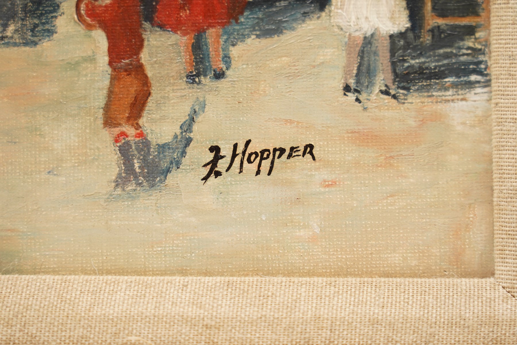 Florence Hopper (East Yorkshire 20th century): 'Market Day - Hawes', oil on board signed, titled on label verso 34cm x 44cm