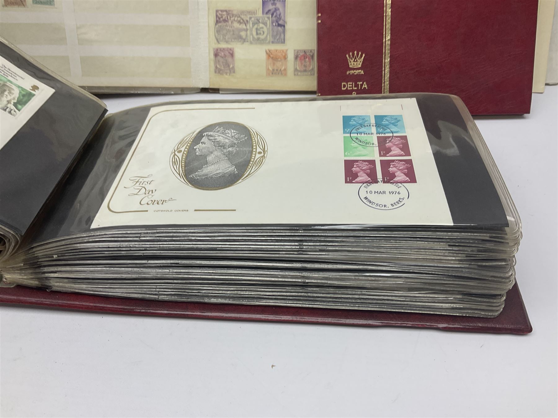 Queen Elizabeth II Great British first day covers with special postmarks and printed addresses, other covers, QEII used postage stamps, Basutoland, Southern Nigeria and other world stamps, housed in various albums, stockbooks, folders and loose, in one box