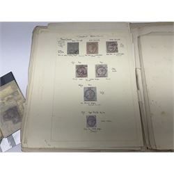 Mostly Great British Queen Victoria and later stamps, including imperf penny reds, 1841 two pence blues white lines added, imperf penny red on cover with 'More To Pay', half penny 'bantams', perf penny reds etc, in album, on pages and loose in packets