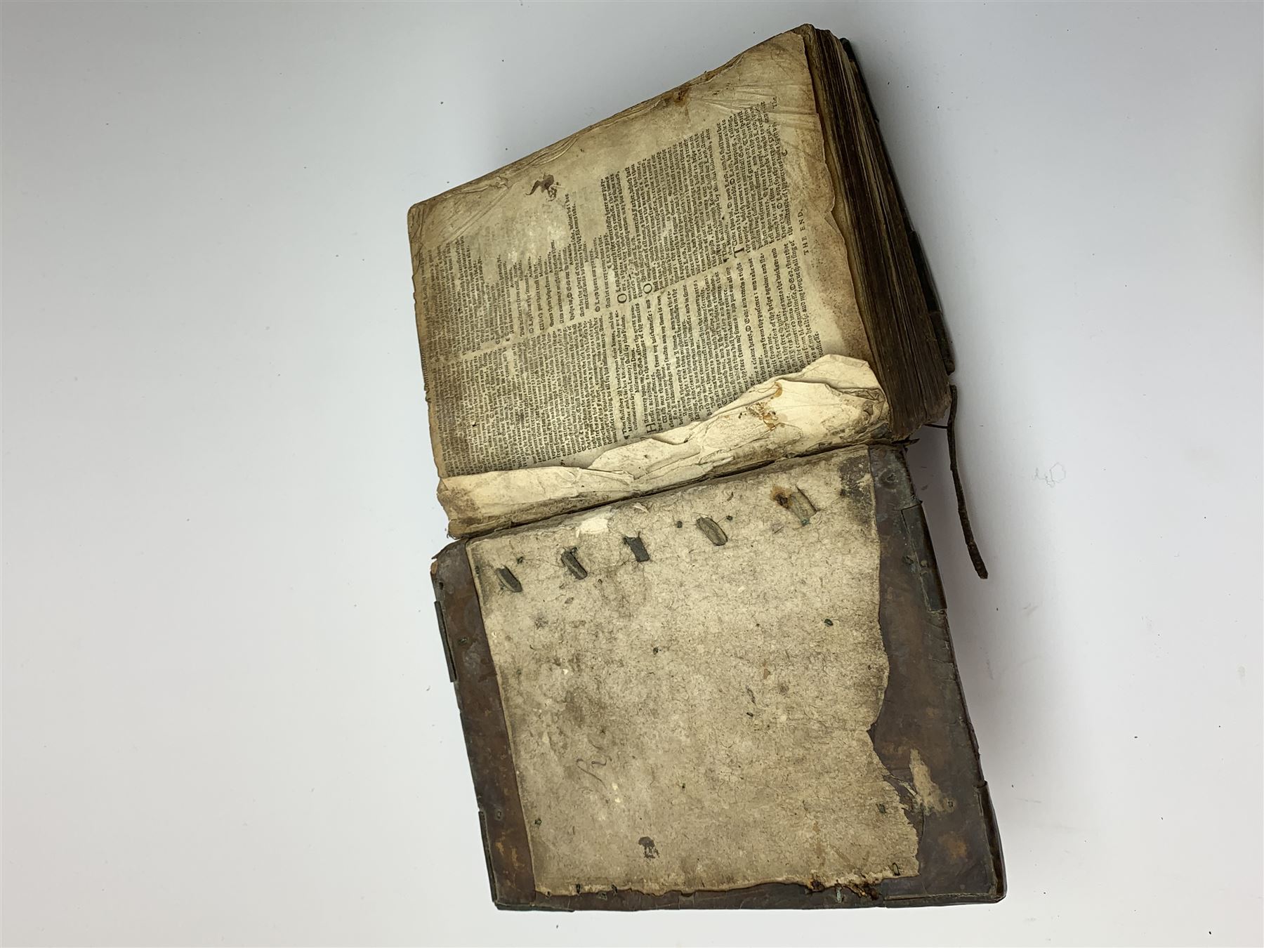 The Holy Bible, Containing the Old Testament and the New; Newly Translated out of the Originall Tongues ..., Imprinted at London by Bonham Norton and John Bill 1620. General and New Testament titles with woodcut border (New Testament title and colophon dated 1621), genealogies and double page map by J.S. (John Speed), Apochrypha present, bound with Two Right Profitable and Fruitfull Concordances .... Collected by R.F.H. Imprinted at London Bonham Norton and John Bill 1622, bound with The Whole Booke of Psalmes Collected into English Meeter by Thomas Sternehold, John Hopkins, and Others ..., printed for the Company of Stationers 1623. Full calf binding with bronze bosses.